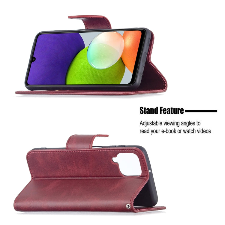 For Samsung Galaxy A22 4G Retro Lambskin Texture Pure Color Horizontal Flip Leather Phone Case with Holder & Card Slots & Wallet & Lanyard