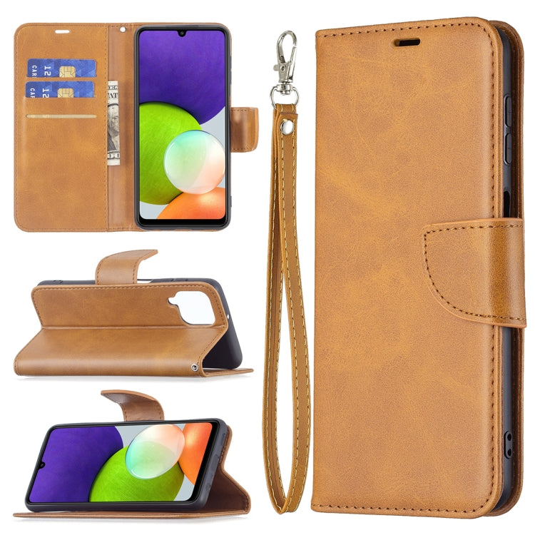 For Samsung Galaxy A22 4G Retro Lambskin Texture Pure Color Horizontal Flip Leather Phone Case with Holder & Card Slots & Wallet & Lanyard
