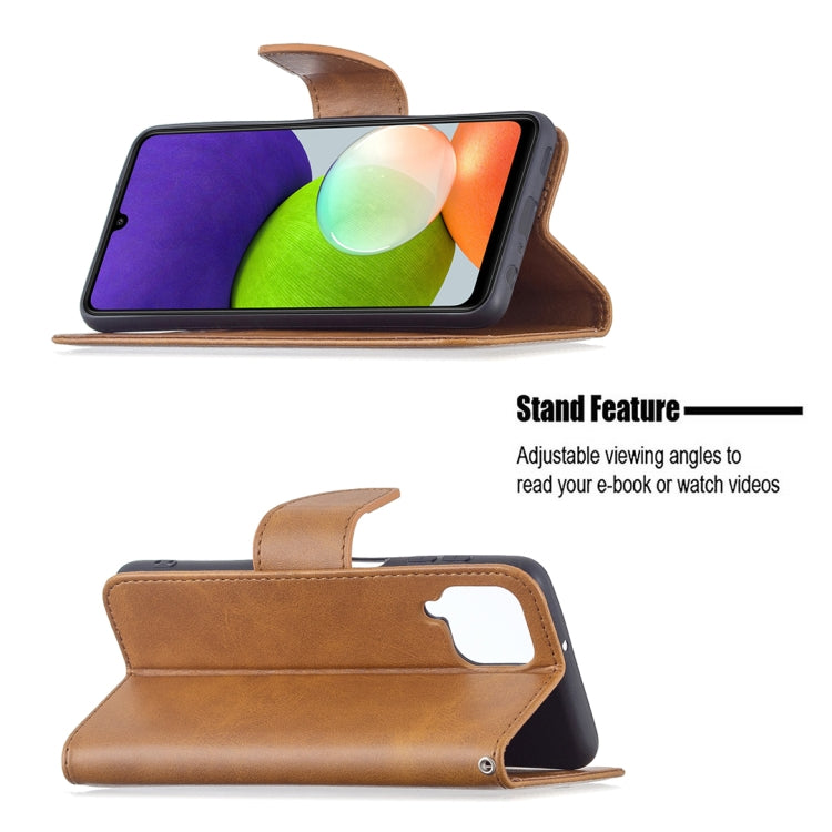 For Samsung Galaxy A22 4G Retro Lambskin Texture Pure Color Horizontal Flip Leather Phone Case with Holder & Card Slots & Wallet & Lanyard