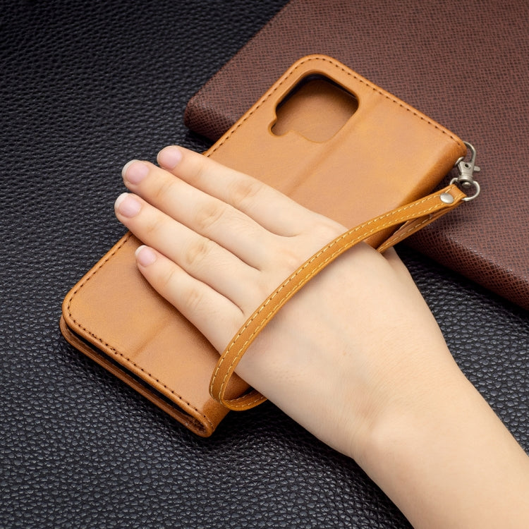 For Samsung Galaxy A22 4G Retro Lambskin Texture Pure Color Horizontal Flip Leather Phone Case with Holder & Card Slots & Wallet & Lanyard