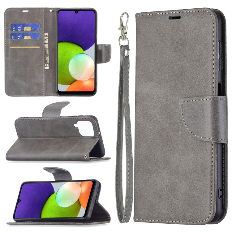 For Samsung Galaxy A22 4G Retro Lambskin Texture Pure Color Horizontal Flip Leather Phone Case with Holder & Card Slots & Wallet & Lanyard