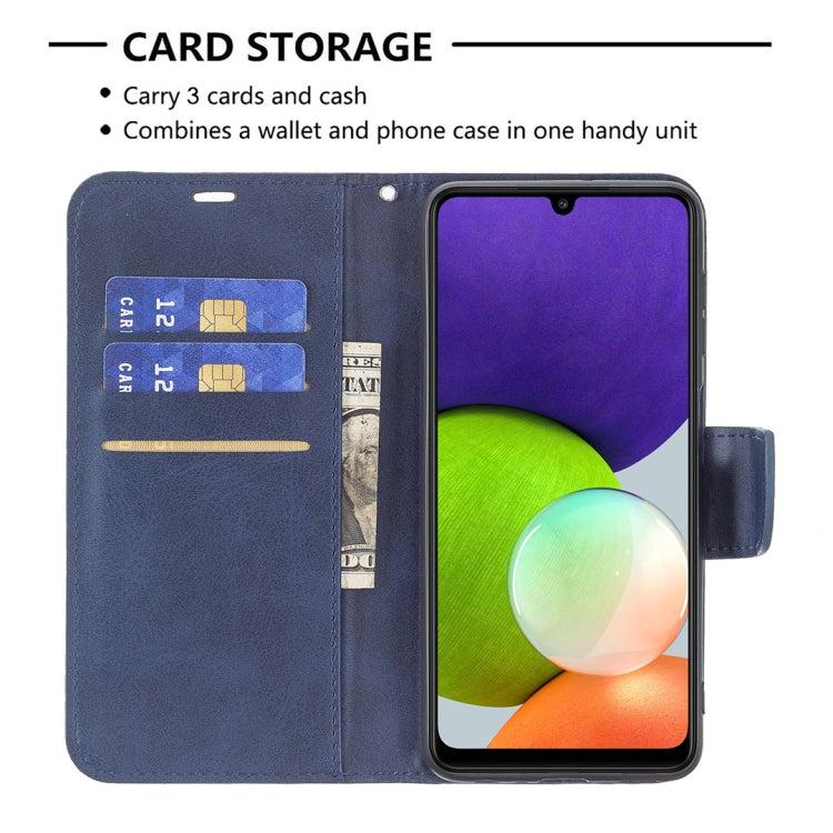 For Samsung Galaxy A22 4G Retro Lambskin Texture Pure Color Horizontal Flip Leather Phone Case with Holder & Card Slots & Wallet & Lanyard