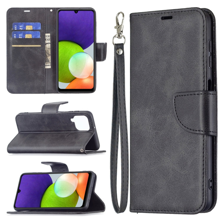 For Samsung Galaxy A22 4G Retro Lambskin Texture Pure Color Horizontal Flip Leather Phone Case with Holder & Card Slots & Wallet & Lanyard