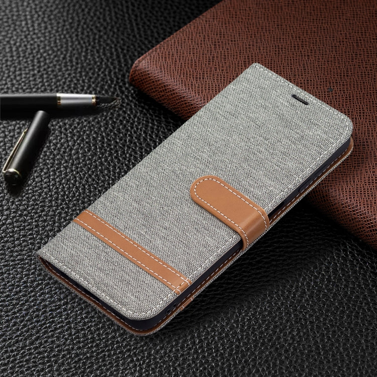 For Samsung Galaxy A22 4G Color Matching Denim Texture Horizontal Flip Leather Phone Case with Holder & Card Slots & Wallet & Lanyard
