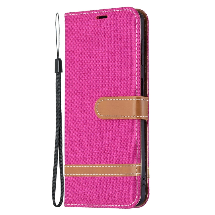 For Samsung Galaxy A22 4G Color Matching Denim Texture Horizontal Flip Leather Phone Case with Holder & Card Slots & Wallet & Lanyard