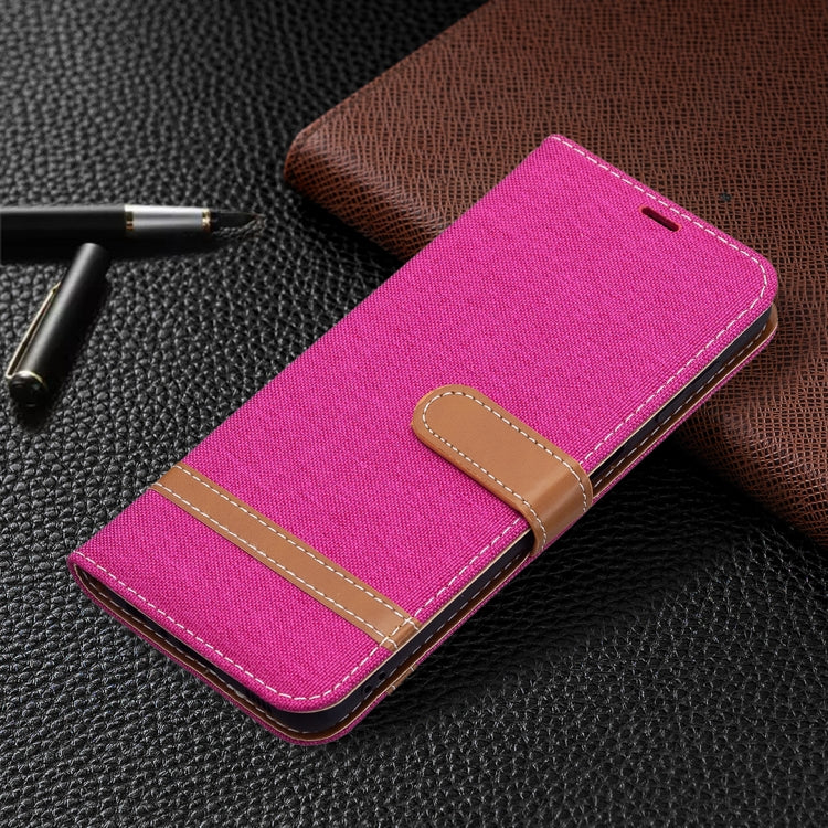 For Samsung Galaxy A22 4G Color Matching Denim Texture Horizontal Flip Leather Phone Case with Holder & Card Slots & Wallet & Lanyard