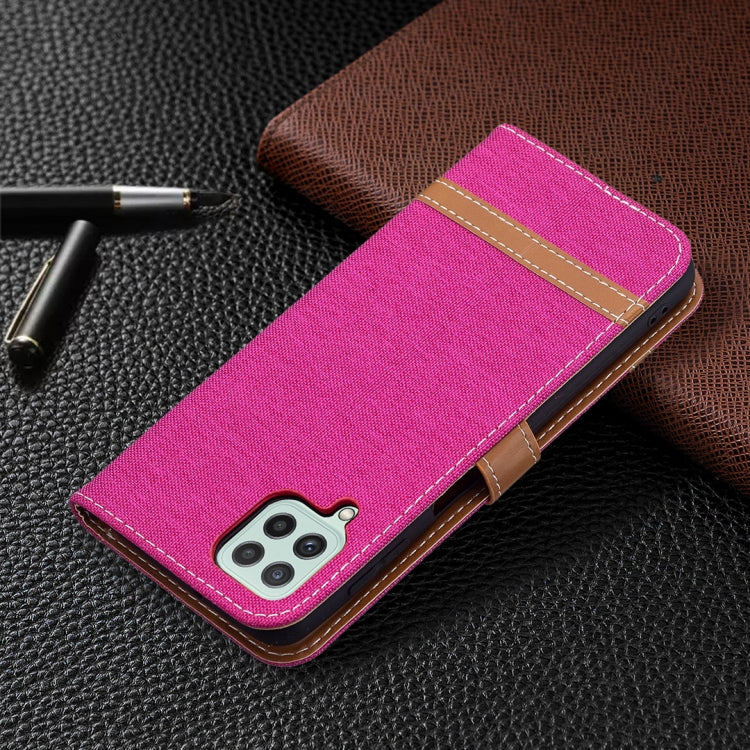 For Samsung Galaxy A22 4G Color Matching Denim Texture Horizontal Flip Leather Phone Case with Holder & Card Slots & Wallet & Lanyard