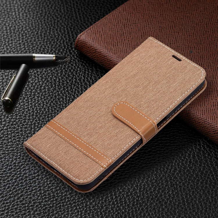 For Samsung Galaxy A22 4G Color Matching Denim Texture Horizontal Flip Leather Phone Case with Holder & Card Slots & Wallet & Lanyard