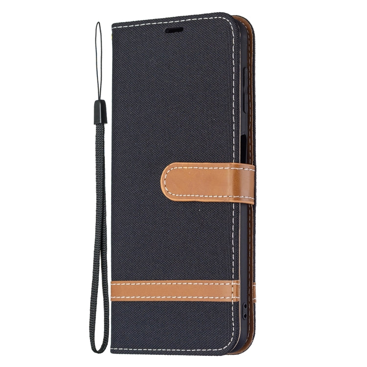 For Samsung Galaxy A22 4G Color Matching Denim Texture Horizontal Flip Leather Phone Case with Holder & Card Slots & Wallet & Lanyard