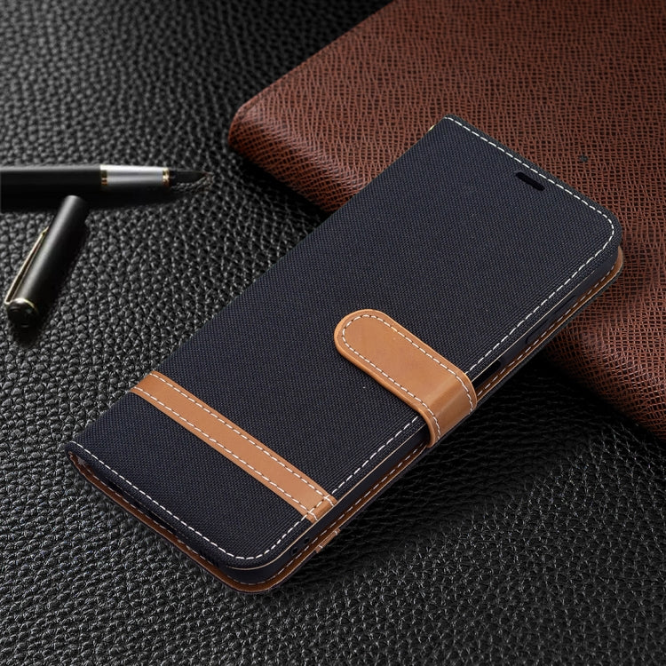 For Samsung Galaxy A22 4G Color Matching Denim Texture Horizontal Flip Leather Phone Case with Holder & Card Slots & Wallet & Lanyard