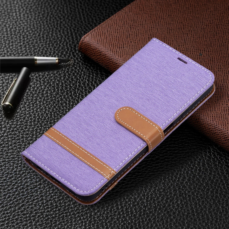 For Samsung Galaxy A22 4G Color Matching Denim Texture Horizontal Flip Leather Phone Case with Holder & Card Slots & Wallet & Lanyard
