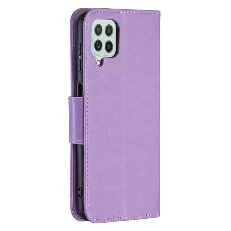 For Samsung Galaxy A22 4G Embossing Two Butterflies Pattern Horizontal Flip Leather Phone Case with Holder & Card Slot & Wallet & Lanyard