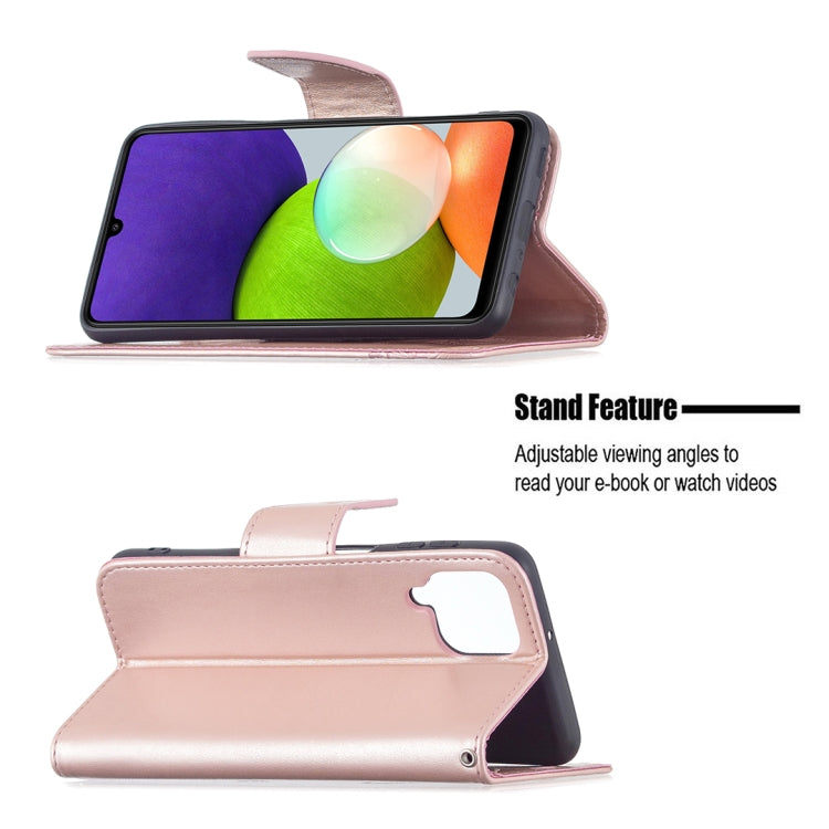 For Samsung Galaxy A22 4G Embossing Two Butterflies Pattern Horizontal Flip Leather Phone Case with Holder & Card Slot & Wallet & Lanyard