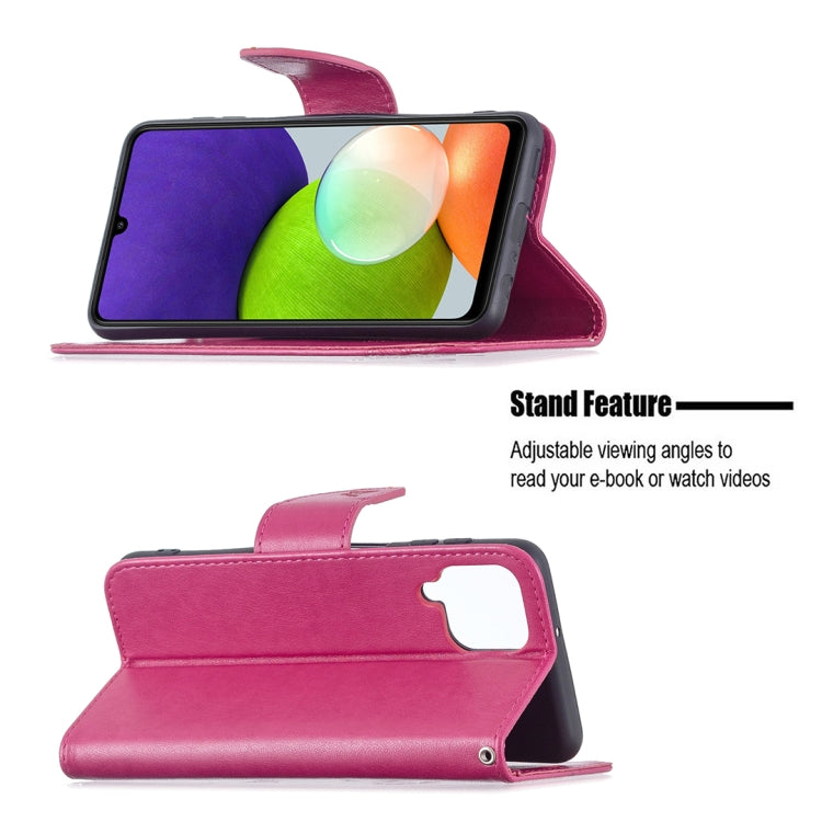 For Samsung Galaxy A22 4G Embossing Two Butterflies Pattern Horizontal Flip Leather Phone Case with Holder & Card Slot & Wallet & Lanyard