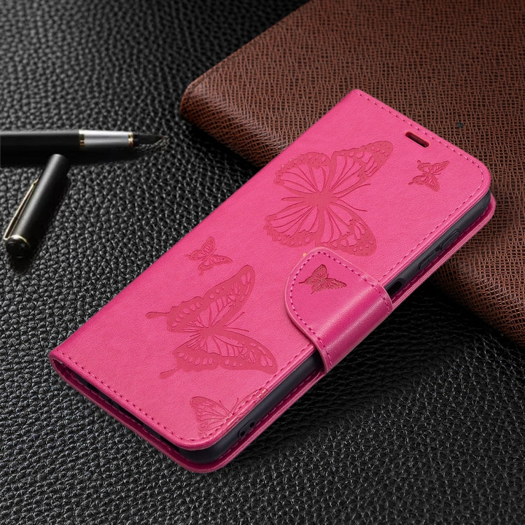 For Samsung Galaxy A22 4G Embossing Two Butterflies Pattern Horizontal Flip Leather Phone Case with Holder & Card Slot & Wallet & Lanyard