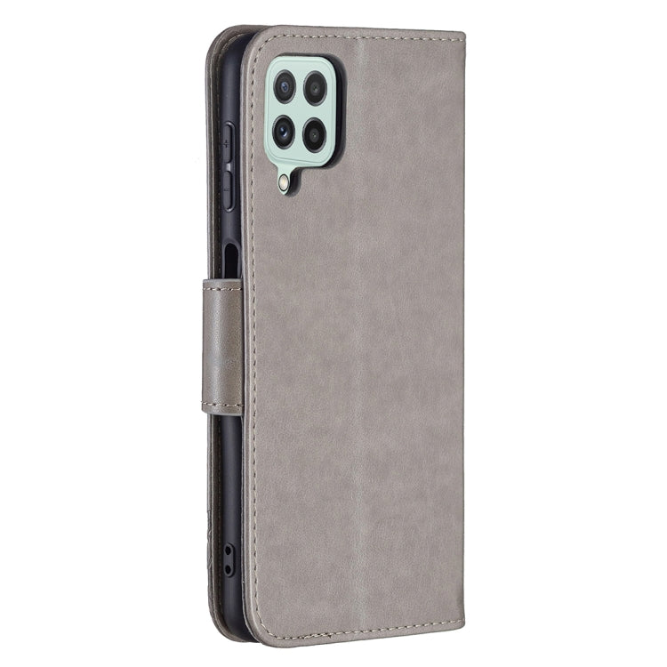 For Samsung Galaxy A22 4G Embossing Two Butterflies Pattern Horizontal Flip Leather Phone Case with Holder & Card Slot & Wallet & Lanyard