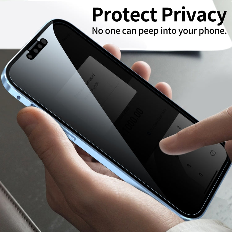 For iPhone 13 Pro Max Anti-peeping Magnetic Metal Frame Double-sided Tempered Glass Phone Case