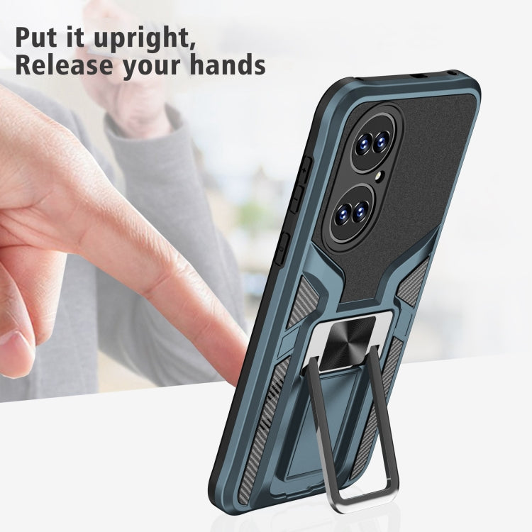 For Huawei P50 Armor 2 in 1 Magnetic Shockproof Phone Case with Foldable Holder