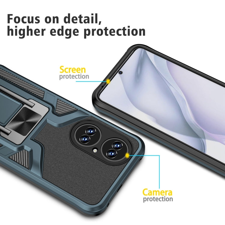 For Huawei P50 Armor 2 in 1 Magnetic Shockproof Phone Case with Foldable Holder