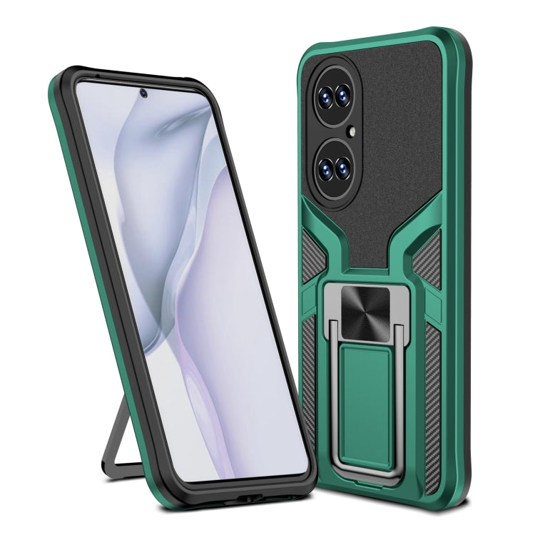 For Huawei P50 Armor 2 in 1 Magnetic Shockproof Phone Case with Foldable Holder