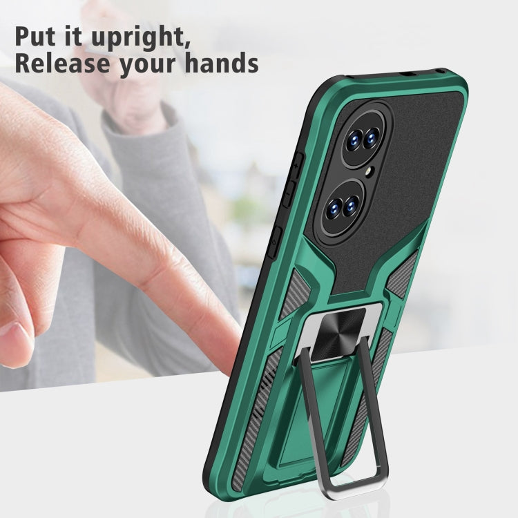 For Huawei P50 Armor 2 in 1 Magnetic Shockproof Phone Case with Foldable Holder