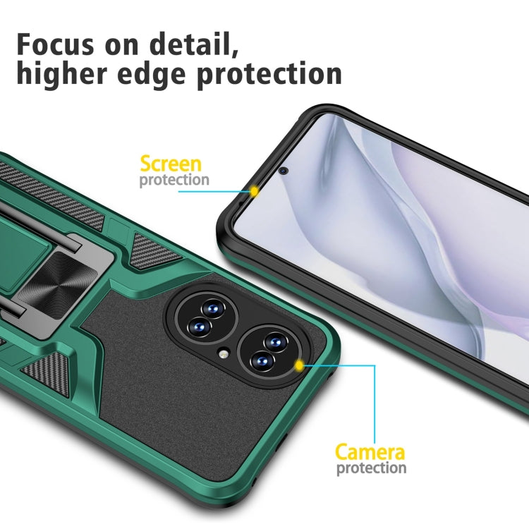 For Huawei P50 Armor 2 in 1 Magnetic Shockproof Phone Case with Foldable Holder