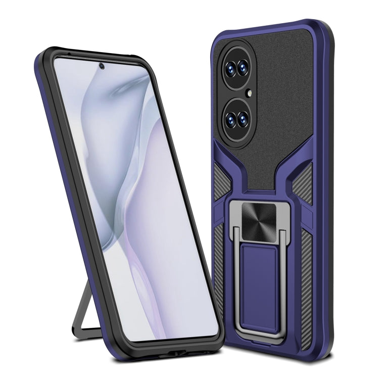 For Huawei P50 Armor 2 in 1 Magnetic Shockproof Phone Case with Foldable Holder