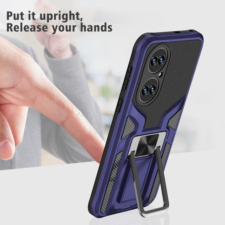 For Huawei P50 Armor 2 in 1 Magnetic Shockproof Phone Case with Foldable Holder