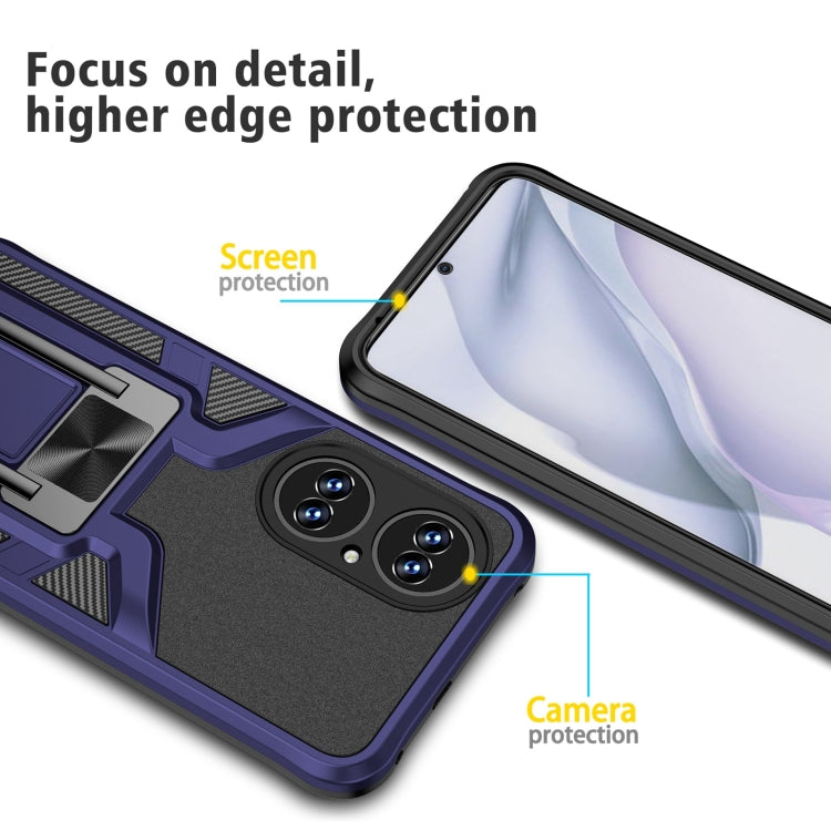 For Huawei P50 Armor 2 in 1 Magnetic Shockproof Phone Case with Foldable Holder