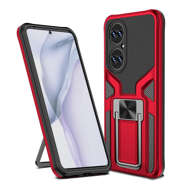 For Huawei P50 Armor 2 in 1 Magnetic Shockproof Phone Case with Foldable Holder