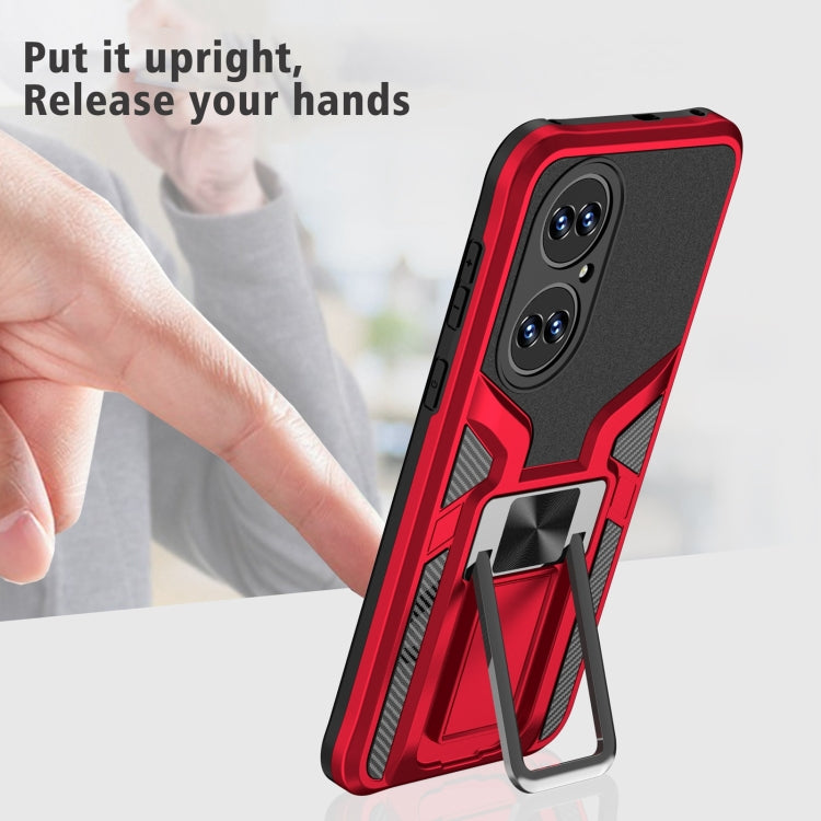 For Huawei P50 Armor 2 in 1 Magnetic Shockproof Phone Case with Foldable Holder