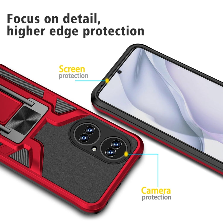 For Huawei P50 Armor 2 in 1 Magnetic Shockproof Phone Case with Foldable Holder