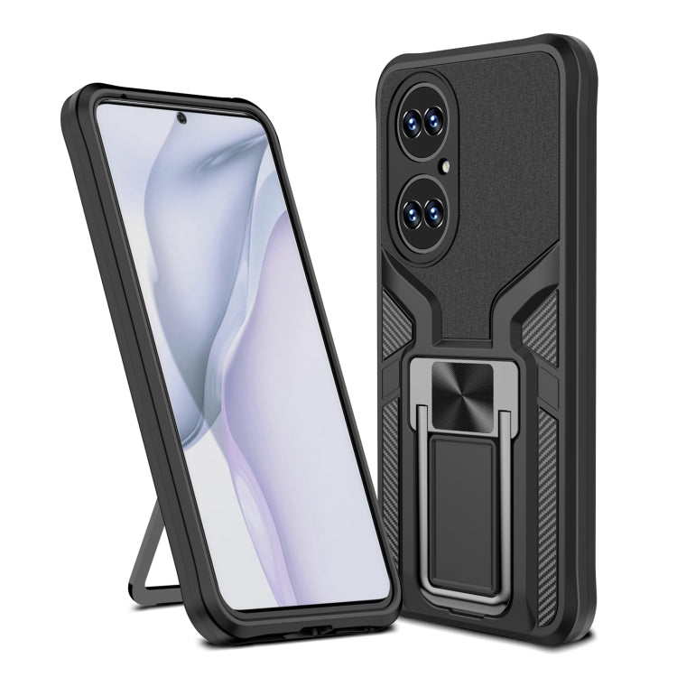 For Huawei P50 Armor 2 in 1 Magnetic Shockproof Phone Case with Foldable Holder
