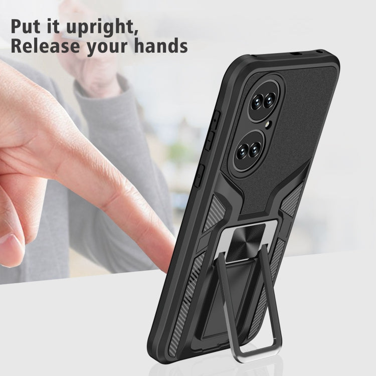 For Huawei P50 Armor 2 in 1 Magnetic Shockproof Phone Case with Foldable Holder