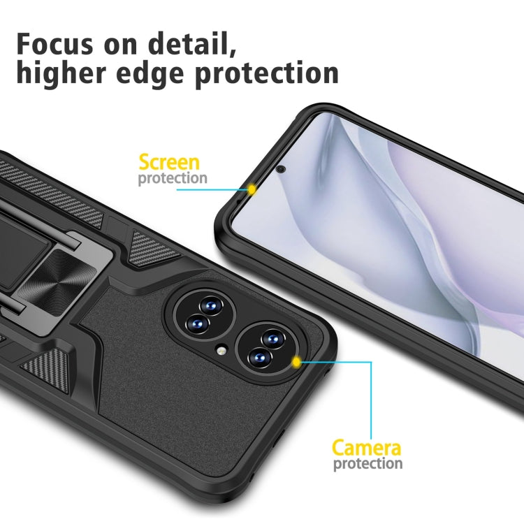 For Huawei P50 Armor 2 in 1 Magnetic Shockproof Phone Case with Foldable Holder