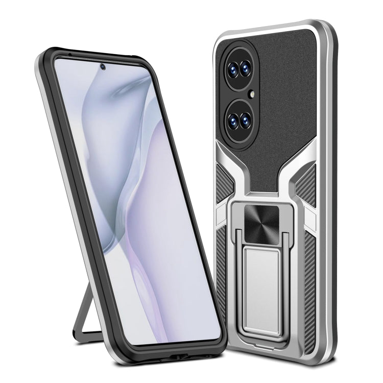 For Huawei P50 Armor 2 in 1 Magnetic Shockproof Phone Case with Foldable Holder