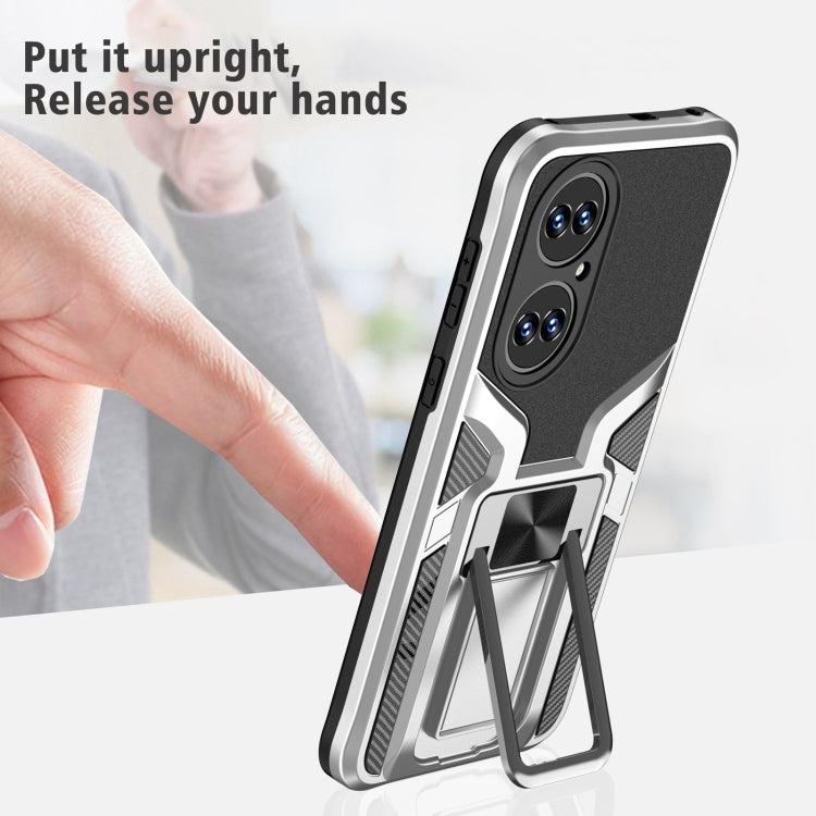 For Huawei P50 Armor 2 in 1 Magnetic Shockproof Phone Case with Foldable Holder
