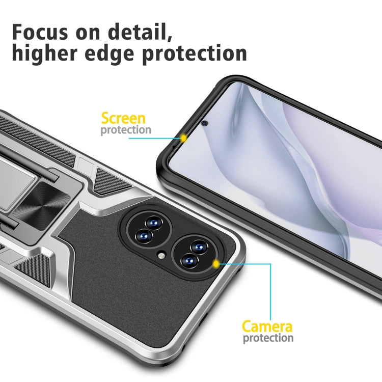 For Huawei P50 Armor 2 in 1 Magnetic Shockproof Phone Case with Foldable Holder