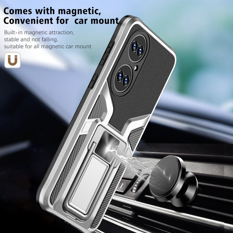 For Huawei P50 Armor 2 in 1 Magnetic Shockproof Phone Case with Foldable Holder