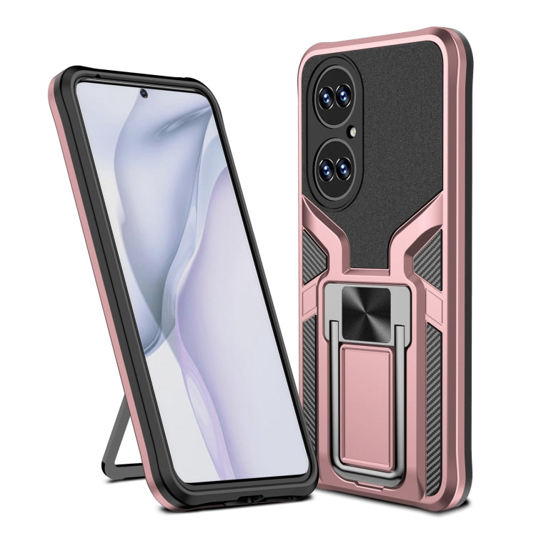 For Huawei P50 Armor 2 in 1 Magnetic Shockproof Phone Case with Foldable Holder