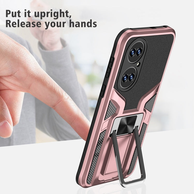 For Huawei P50 Armor 2 in 1 Magnetic Shockproof Phone Case with Foldable Holder