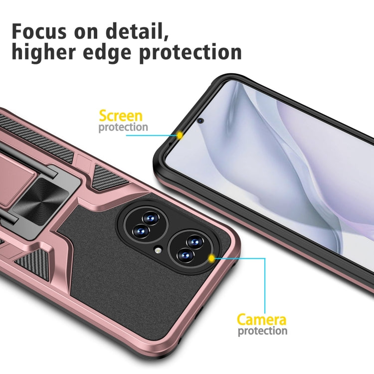 For Huawei P50 Armor 2 in 1 Magnetic Shockproof Phone Case with Foldable Holder