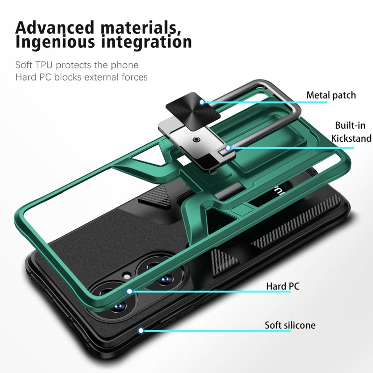 For Huawei P50 Pro Armor 2 in 1 Magnetic Shockproof Phone Case with Foldable Holder