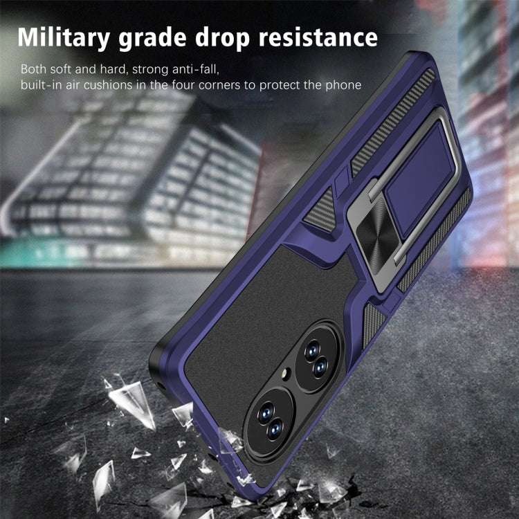 For Huawei P50 Pro Armor 2 in 1 Magnetic Shockproof Phone Case with Foldable Holder