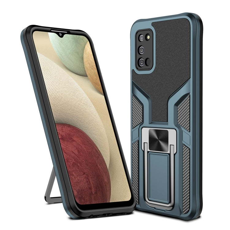 For Samsung Galaxy A02s 164mm Armor 2 in 1 Magnetic Shockproof Phone Case with Foldable Holder