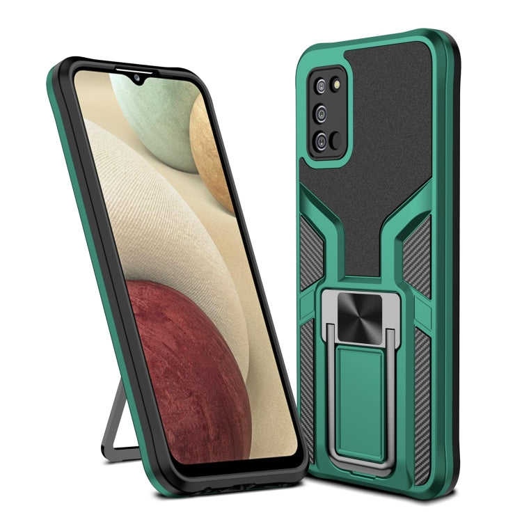 For Samsung Galaxy A02s 164mm Armor 2 in 1 Magnetic Shockproof Phone Case with Foldable Holder