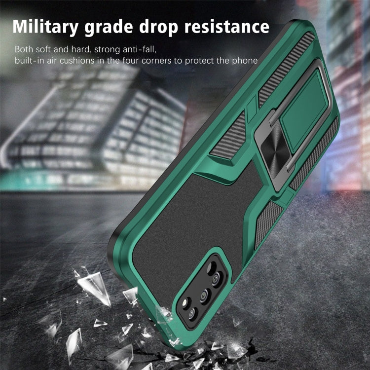 For Samsung Galaxy A02s 164mm Armor 2 in 1 Magnetic Shockproof Phone Case with Foldable Holder