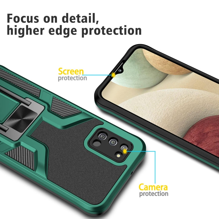 For Samsung Galaxy A02s 164mm Armor 2 in 1 Magnetic Shockproof Phone Case with Foldable Holder