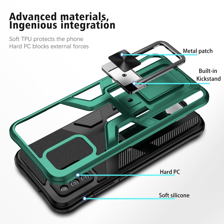 For Samsung Galaxy A02s 164mm Armor 2 in 1 Magnetic Shockproof Phone Case with Foldable Holder