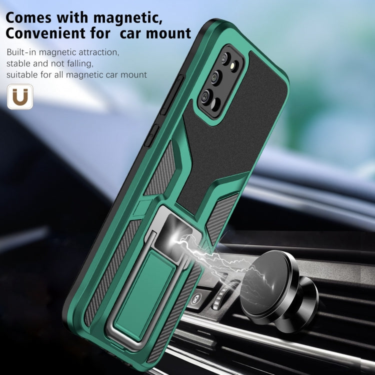For Samsung Galaxy A02s 164mm Armor 2 in 1 Magnetic Shockproof Phone Case with Foldable Holder